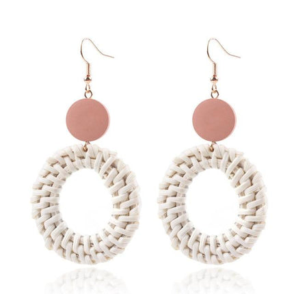Boucles Doreilles Osier Blanc Oval En