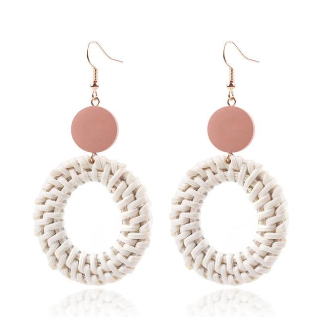 Boucles Doreilles Osier Blanc Oval En