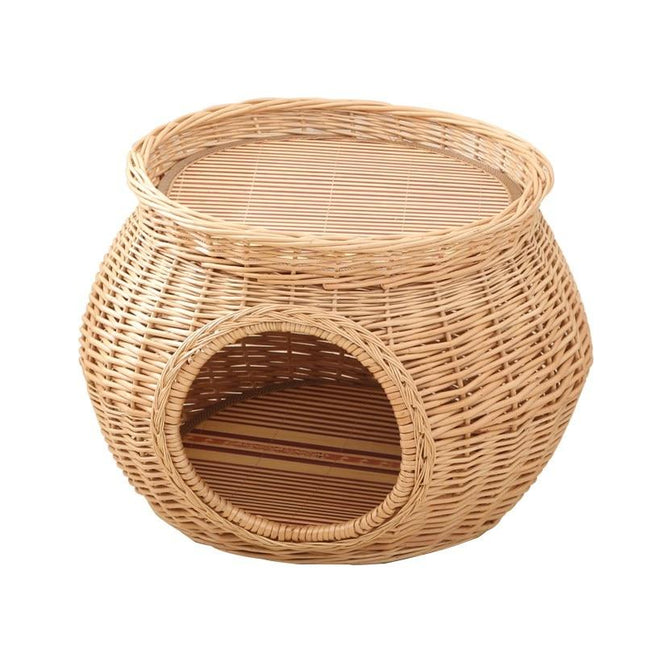 Panier Igloo Osier Chat Beige En