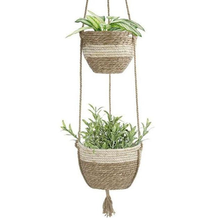 Cache-Pot Osier Suspendu Blanc Cache-Pot En