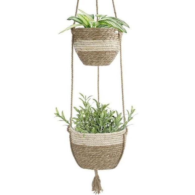 Cache-Pot Osier Suspendu Blanc Cache-Pot En