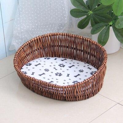 Coussin Panier Osier Chat Brun / Petit En