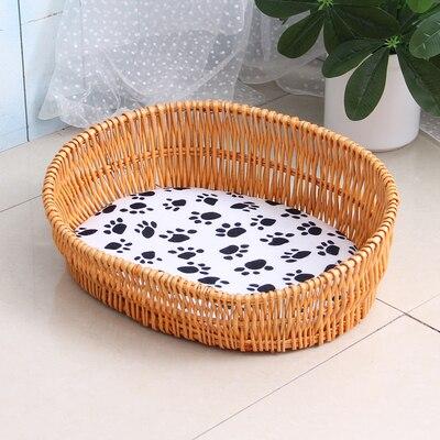 Coussin Panier Osier Chat Marron / Petit En