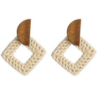 Boucles Doreilles Carré Osier Marron En