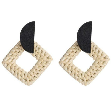 Boucles Doreilles Carré Osier Noir En