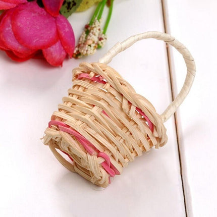 Panier En Osier Pour Dragées Mariage Beige