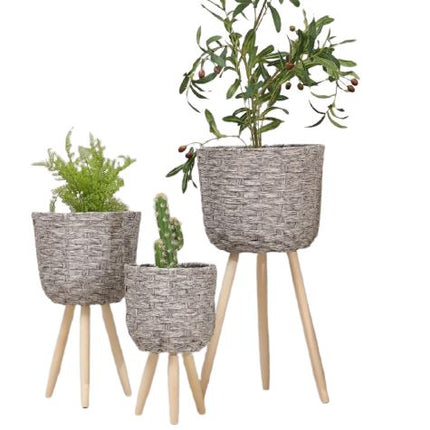 Cache-Pot Osier Sur-Pieds Gris Cache-Pot En
