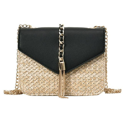 Sac En Osier Blanc Noir