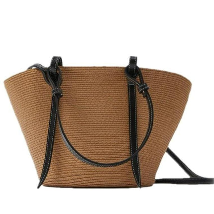 Sac De Plage Osier Cuir Uni En