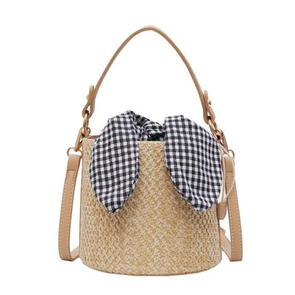 Sac Rond Osier Vichy Marron En