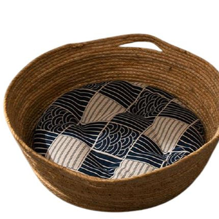 Panier Chat Design Osier Avec Matelas