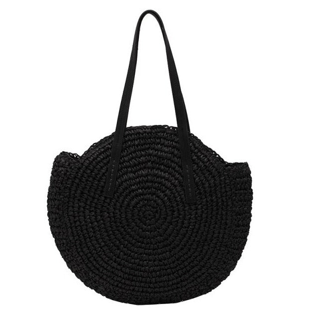 Grand Sac Rond Osier Noir En