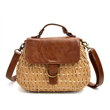 Sac En Osier Valisette Marron