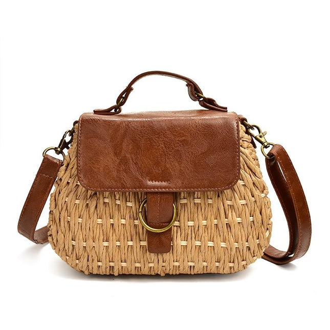 Sac En Osier Valisette Marron