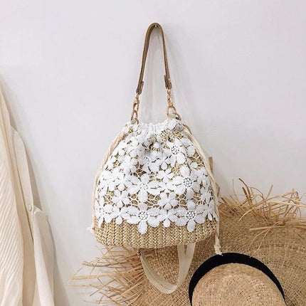 Sac Rond Osier Dentelle En