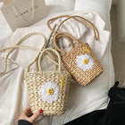 Sac Rond Osier Fleur Beige En