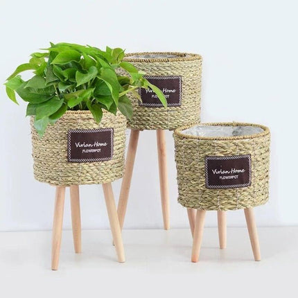 Cache-Pot Sur Pied En Osier Cache-Pot