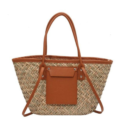 Sac De Plage Osier Blanc Marron En