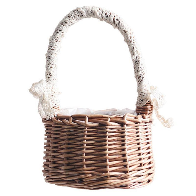 Petit Panier Osier Blanc Mariage En