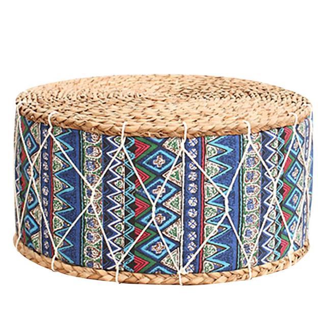 Pouf Osier Bleu