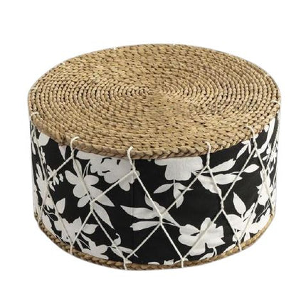 Pouf Osier Noir Rond