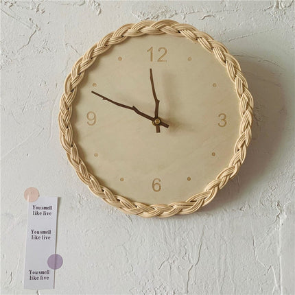 Horloge Murale Osier Marron Décoration Osier