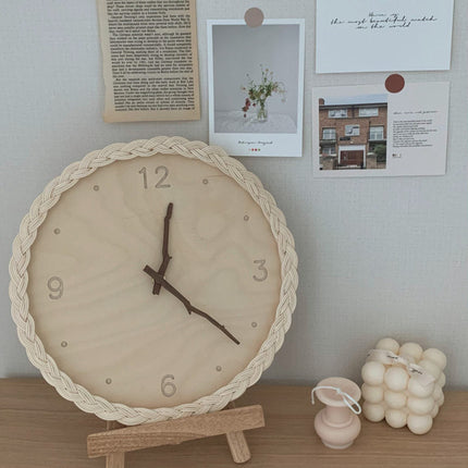 Horloge Murale Osier Beige Décoration Osier