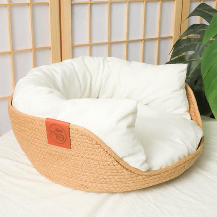Panier Osier Chat Tressé En