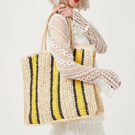 Sac De Plage Osier Bicolore En