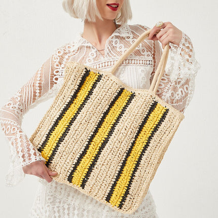 Sac De Plage Osier Bicolore En