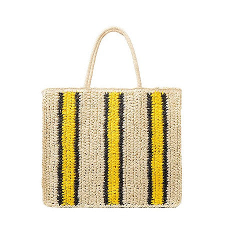 Sac De Plage Osier Bicolore Jaune En