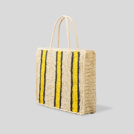 Sac De Plage Osier Bicolore En