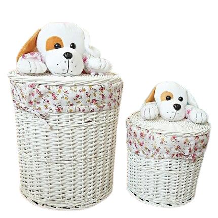 Panier À Linge En Osier Pour Bébé Petit / Blanc
