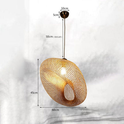 Suspension Bambou Design Luxe 60*45Cm Cable De 50Cm Luminaire