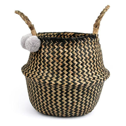 Panier Osier Rond Noir Gris / Petit Rond Osier