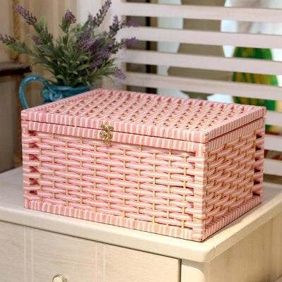 Grand Panier Osier Avec Couvercle Rose / Petit