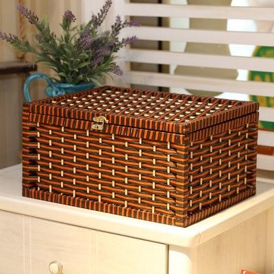 Grand Panier Osier Avec Couvercle Brun / Petit