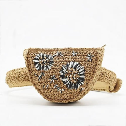Sac Banane Paille Fleur Sac En Paille