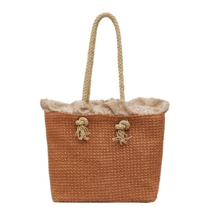 Sac Bandoulière Femme Paille Marron / ( 30 Cm < Max Longueur 50 )