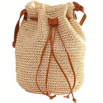 Sac Bourse Paille Beige En