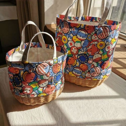 Sac Cabas En Osier Smiley Sac Osier