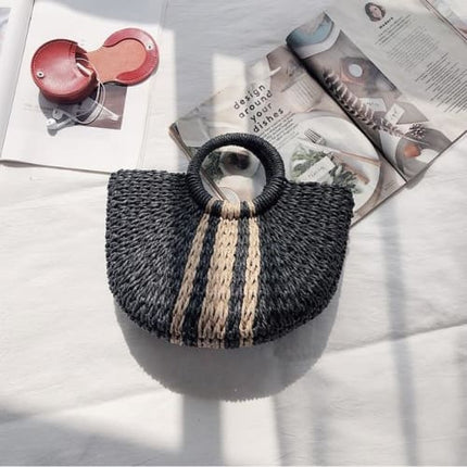 Sac Cabas Paille Mode Noir Sac En Paille