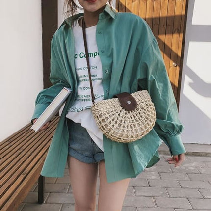Sac Demi-Lune En Osier Raphia Sac Osier