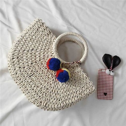 Sac Demi Lune Osier Tendance Beige Sac En Osier