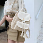 Sac À Dos En Osier Et Cuir Beige