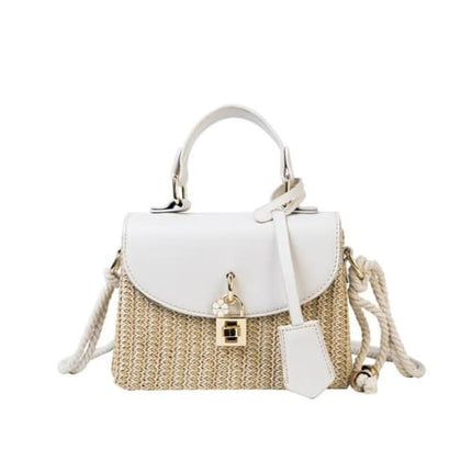 Sac A Main Cuir Et Paille Beige Sac En Paille