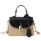 Sac A Main Cuir Et Paille Noir Sac En Paille