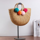 Sac A Main Femme Rotin Pompon / Grand Sac En Rotin