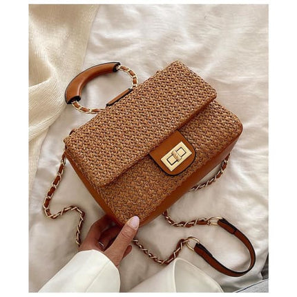 Sac A Main Osier Chic Brun Sac En Osier