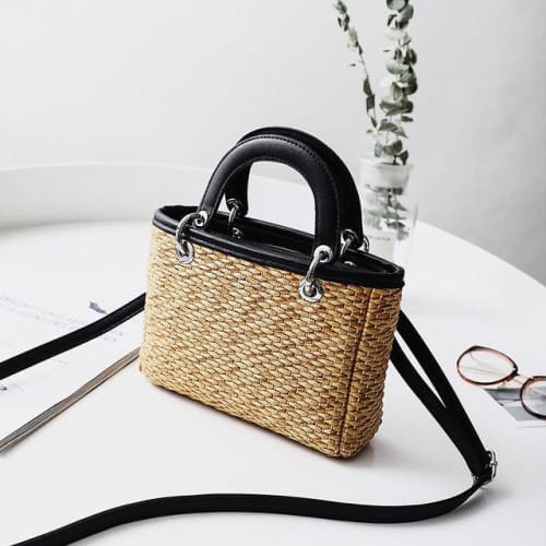 Petit Sac À Main En Osier Noir Sac Osier